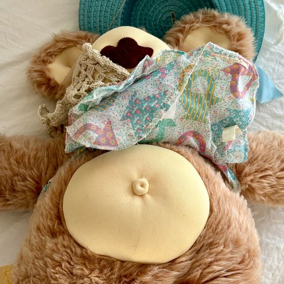 1980's Vintage Xaveir Roberts Girl w/Blue Hat Furskins Spring Attire Bear Plush - Picture 8 of 10